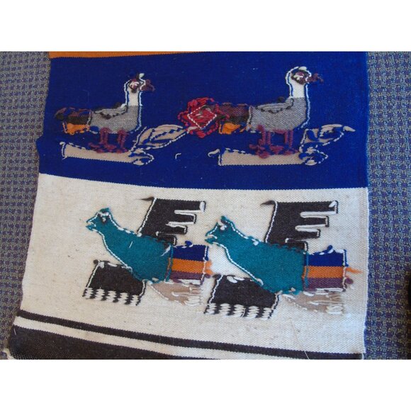 Vintage 1970’s Guatemala Handmade Hand Woven Wool Wall Hanging Sugar Cane Strip - Picture 8 of 10